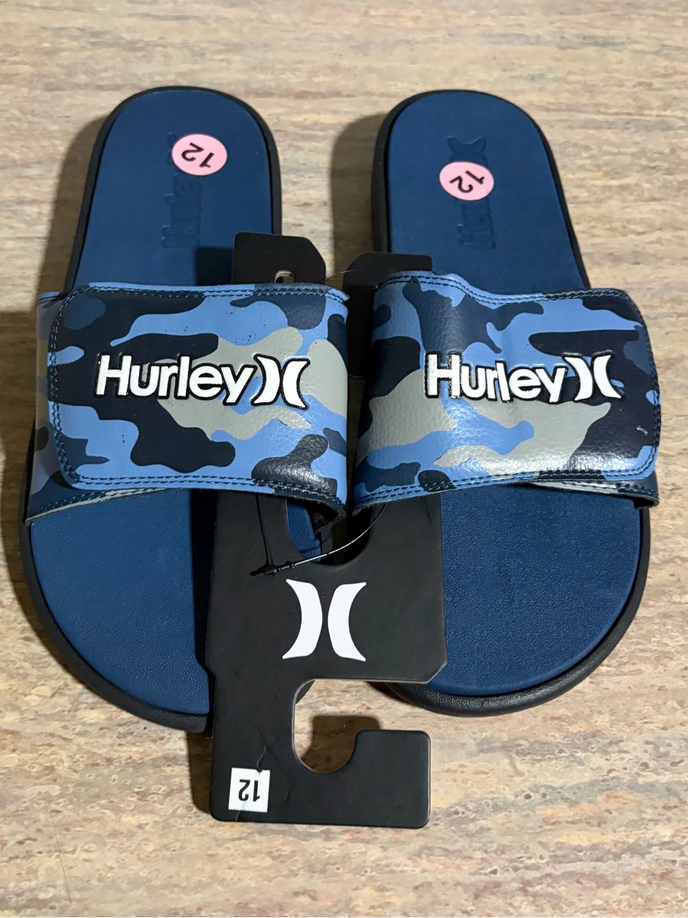 NWT Hurley Blue Camouflage Slide Sandals
